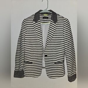 Comma Black/White Striped Blazer Jacket - Women Size 4 Minimalist & Preppy Style